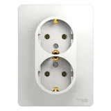 Розетка Systeme Electric Glossa, двойная с заземлением, 16А, в сборе, белый