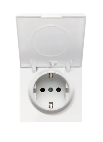 Накладка для розетки Schuko с крышкой, 16A 250 В~, белый, серия R98