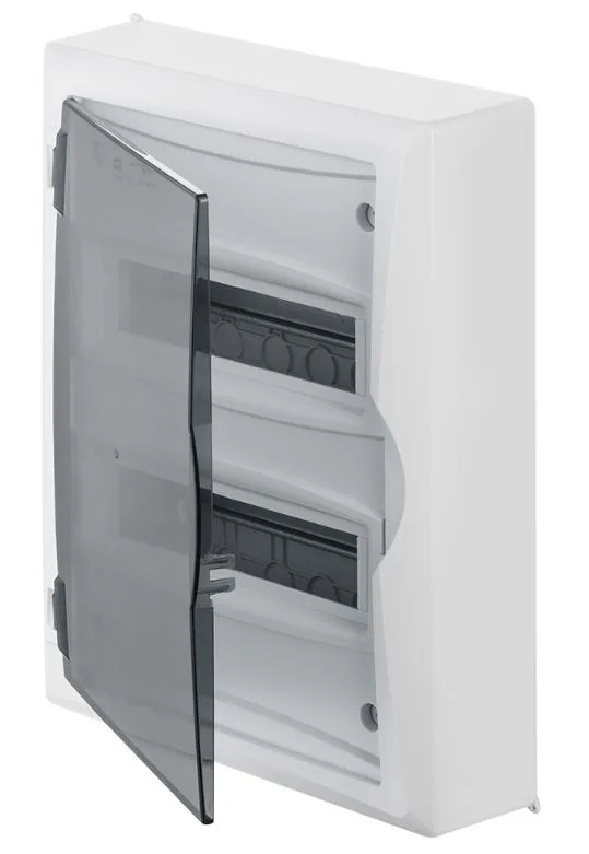 Щит навесной 2x12M, N/PE 3x 6x16+3x10mm2, дымчатая пласт. дверь, белый RAL9003, 434x354x105mm, IP40