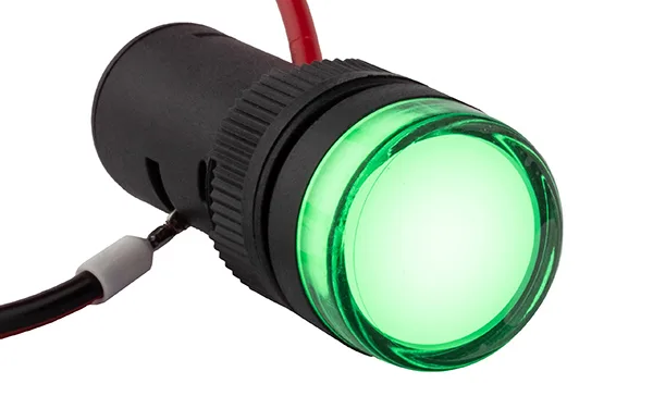 Индикатор светодиодный моноблочный AD16-16C, зеленый, LED 24VAC/DC, 16mm, IP50