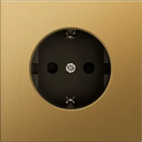 Накладка для розетки Schuko с/з с защитой 16 A 250 В~, матовое золото, серия R98 METAL