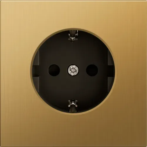 Накладка для розетки Schuko с/з с защитой 16 A 250 В~, матовое золото, серия R98 METAL
