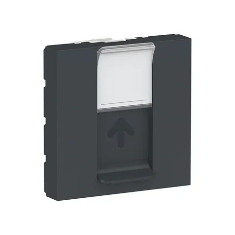 Розетка компьютерная Schneider Electric Unica, MODULAR лиц. панель RJ45, одиночная, без коннектора, 2 модуля, антрацит