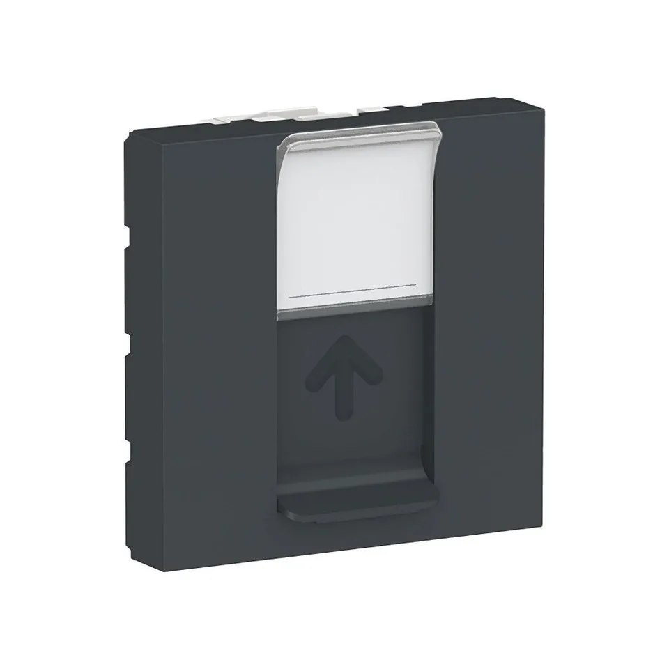 Розетка компьютерная Schneider Electric Unica, MODULAR лиц. панель RJ45, одиночная, без коннектора, 2 модуля, антрацит