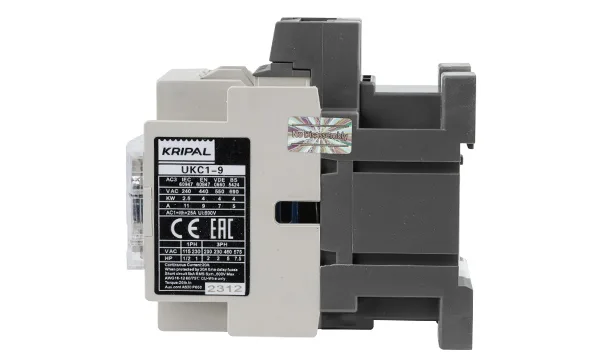 Контактор UKC1-9-11-400AC, 3P, 9A(AC-3), 25A(AC-1), 4kW(400VAC), Uк=400VAC, 1NO+1NC