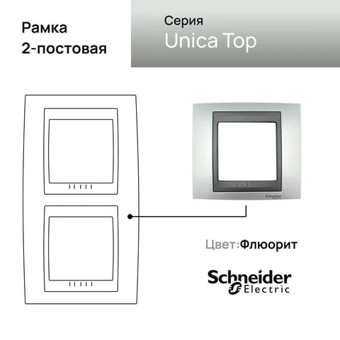 Рамка Schneider Electric Unica, Х2 вертикальная, флюорит/граф